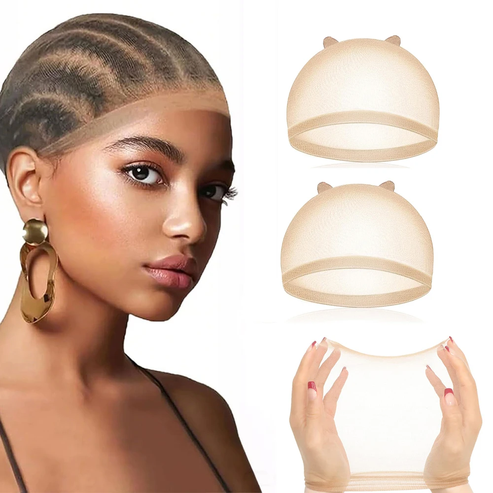 

2/12pcs HD Light Wig Cap Elastic Breathable Invisible Wig Caps Perfect For Professional Use,2pcs/Pack