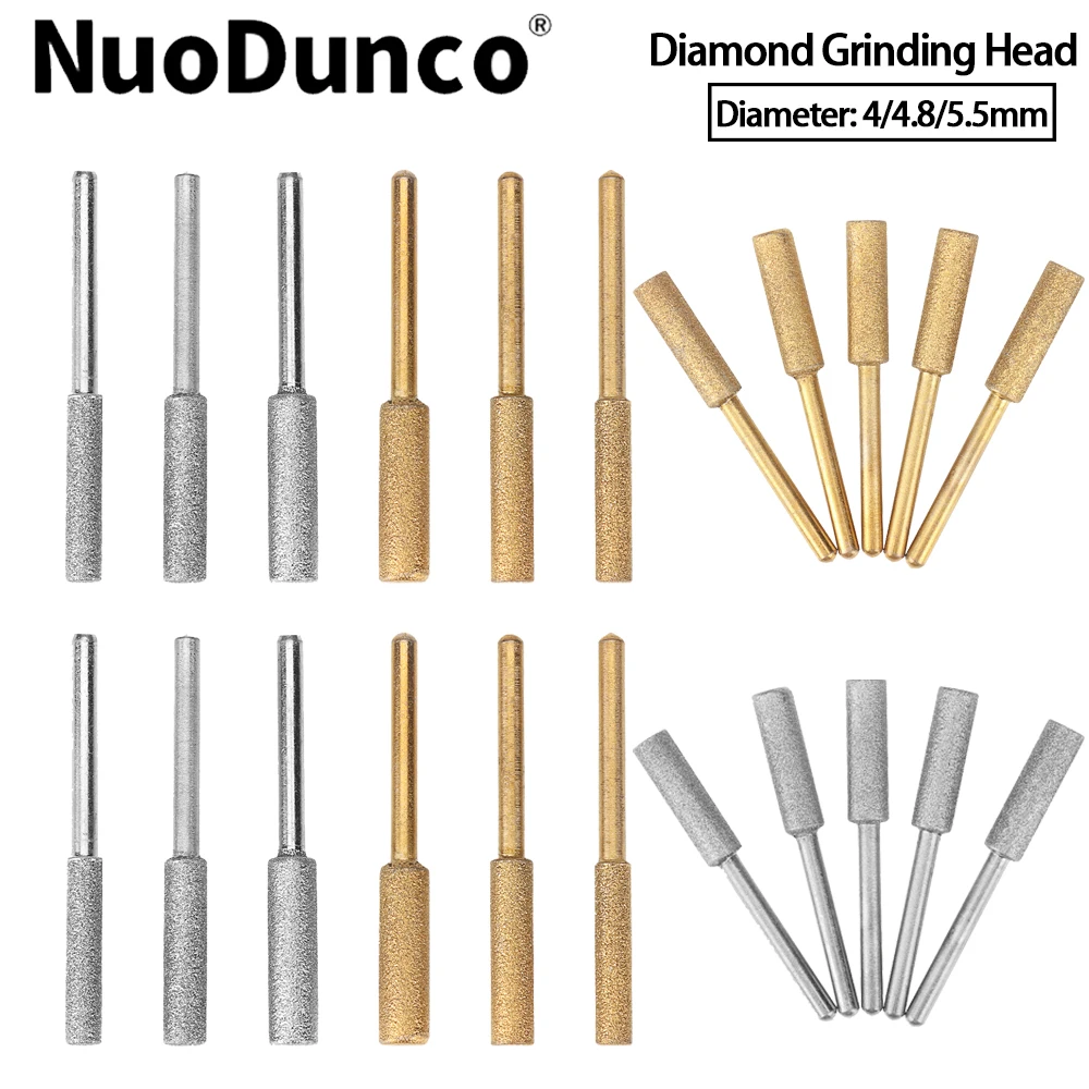 

6 шт., комплект цилиндрических заусенцев с алмазным покрытием, 4/4,8/5,5 мм, точилка для бензопилы, каменный напильник, заточка цепной пилы, резьба, шлифовальные инструменты