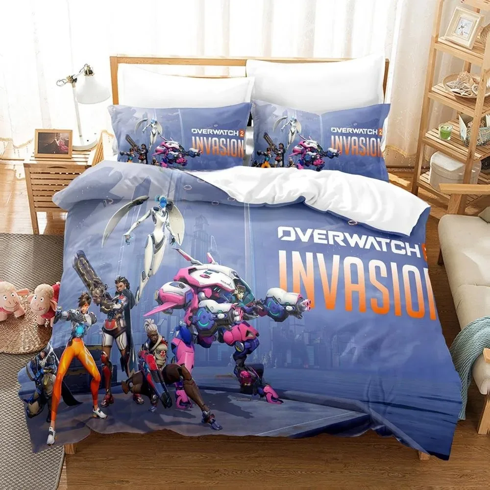 

Game Overwatch 2 Invasion Bedding Set Single Twin Full Queen King Size Bed Set Adult Boys Bedroom Duvet cover Sets New Anime