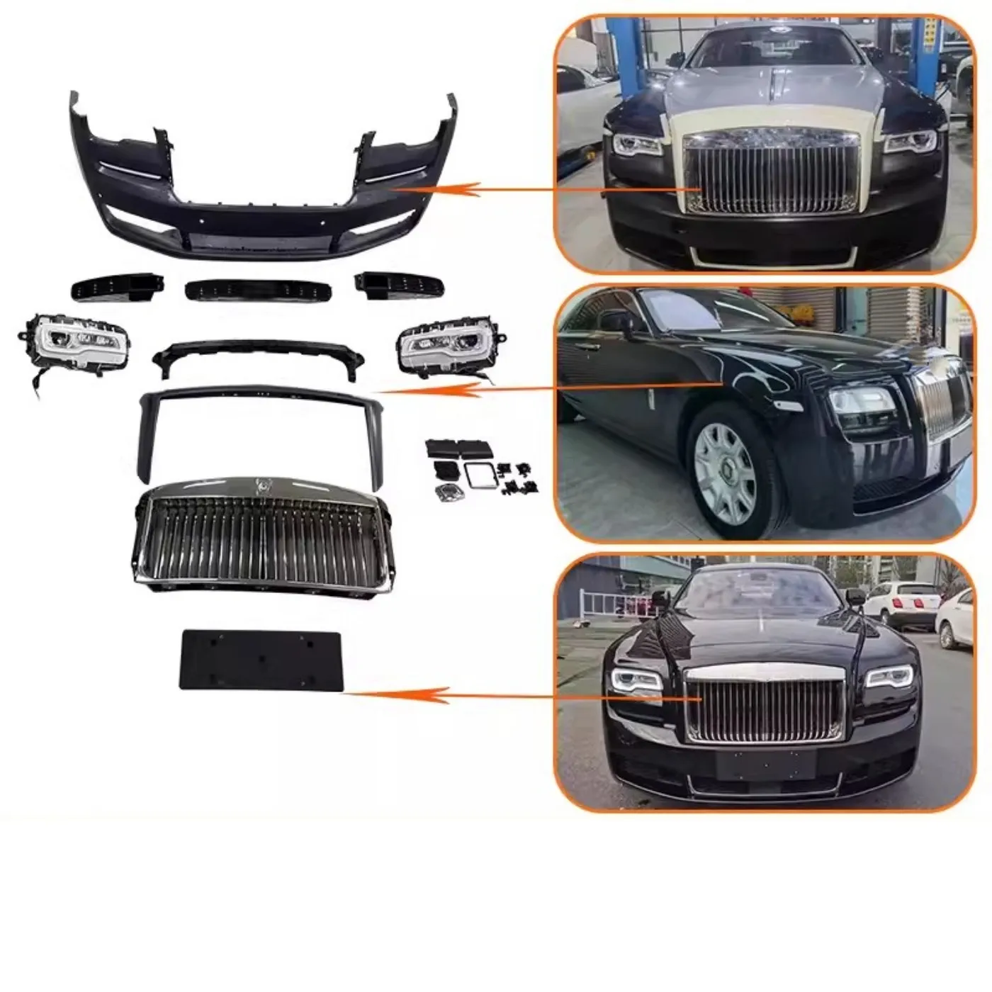 Body Kit Front Bumper Grille Mask Headlight Assembly For Rolls－Royce Ghost 1st modified 3rd New Style Trim Auto Accessories