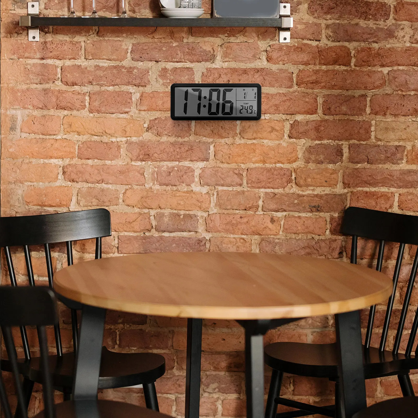 Digital Wall Clock Large LED Display Real Time Date Temperature Humidity Sensor Wall Mounted Modern Clock for Living Room Office
