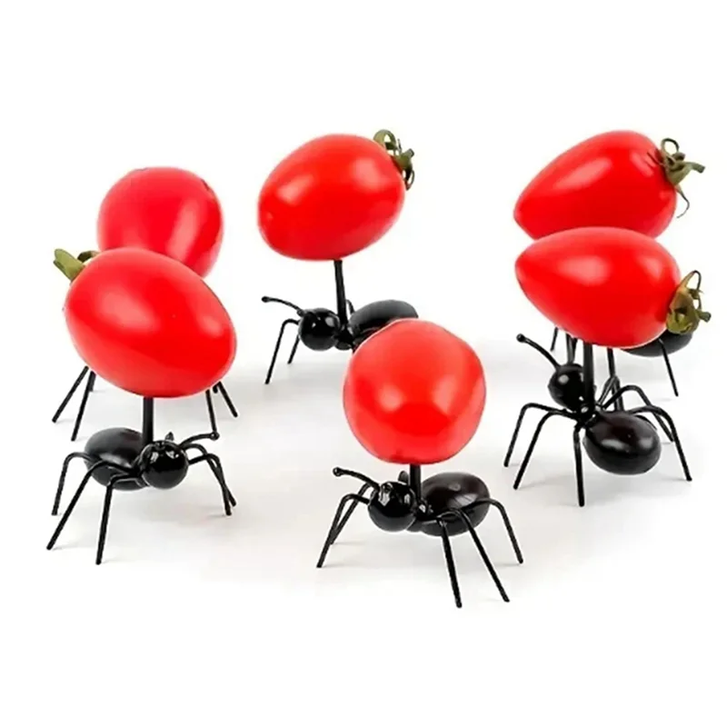 A88E-24Pcs palillos de dientes de hormiga tenedor de postre de fruta, selección de comida de hormiga reutilizable, tenedores para aperitivos de animales para postre de pastel de aperitivos