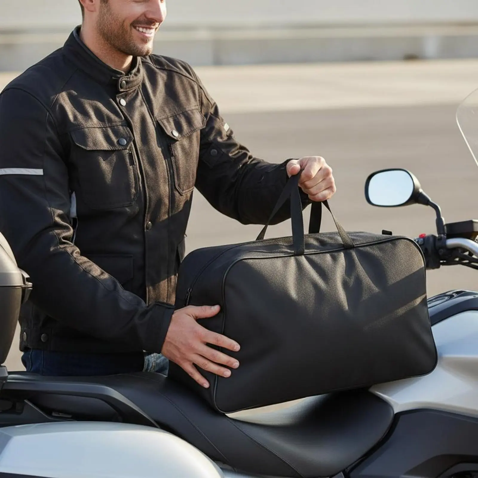 

2 Pieces Motorcycle Saddlebag Liner Bag Carry Handles Hard Saddlebag Insert Hard Bag Liner Set Sturdy-Duty Zippers