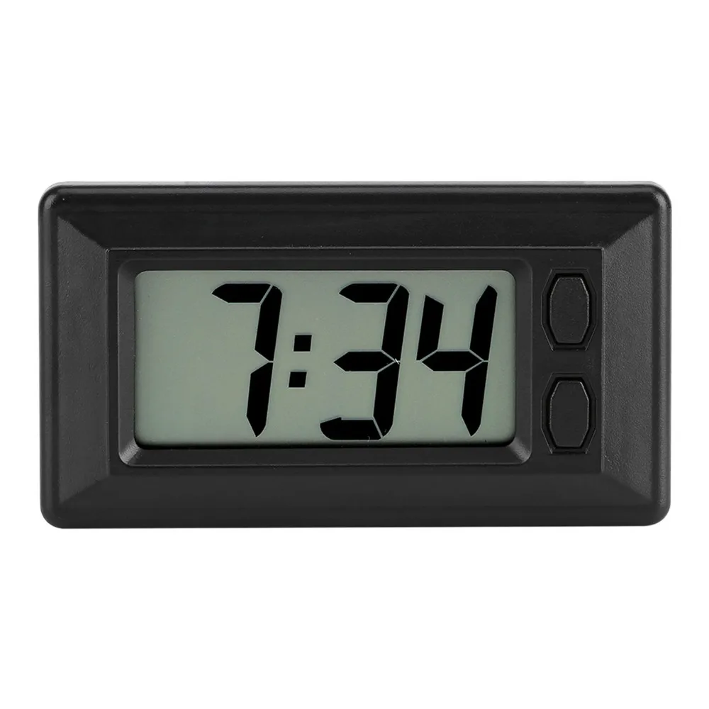 Ultra-Thin Digital Clock Self-Adhesive Time Date Conversion Dashboard Clock Easy Installation LCD Display Mini Car Clock