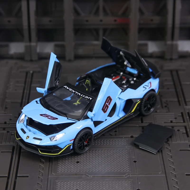 1:32 Lamborghini SVJ63 modelo de coche de aleación, puertas y capó de motor, el maletero se puede abrir para juguetes para niños