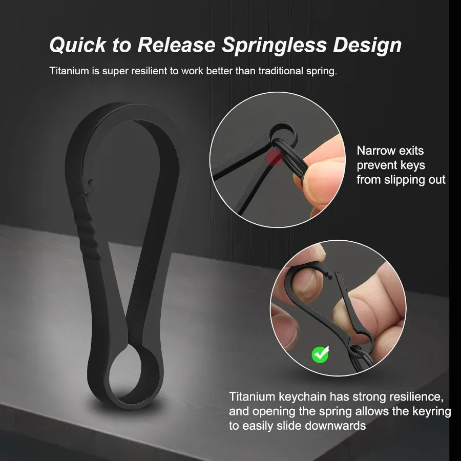 مشبك سلسلة مفاتيح صغير من التيتانيوم، حلقة تسلق شديدة التحمل لمشبك المفاتيح، سريع الإصدار، خفيف الوزن، مشبك قوي #3