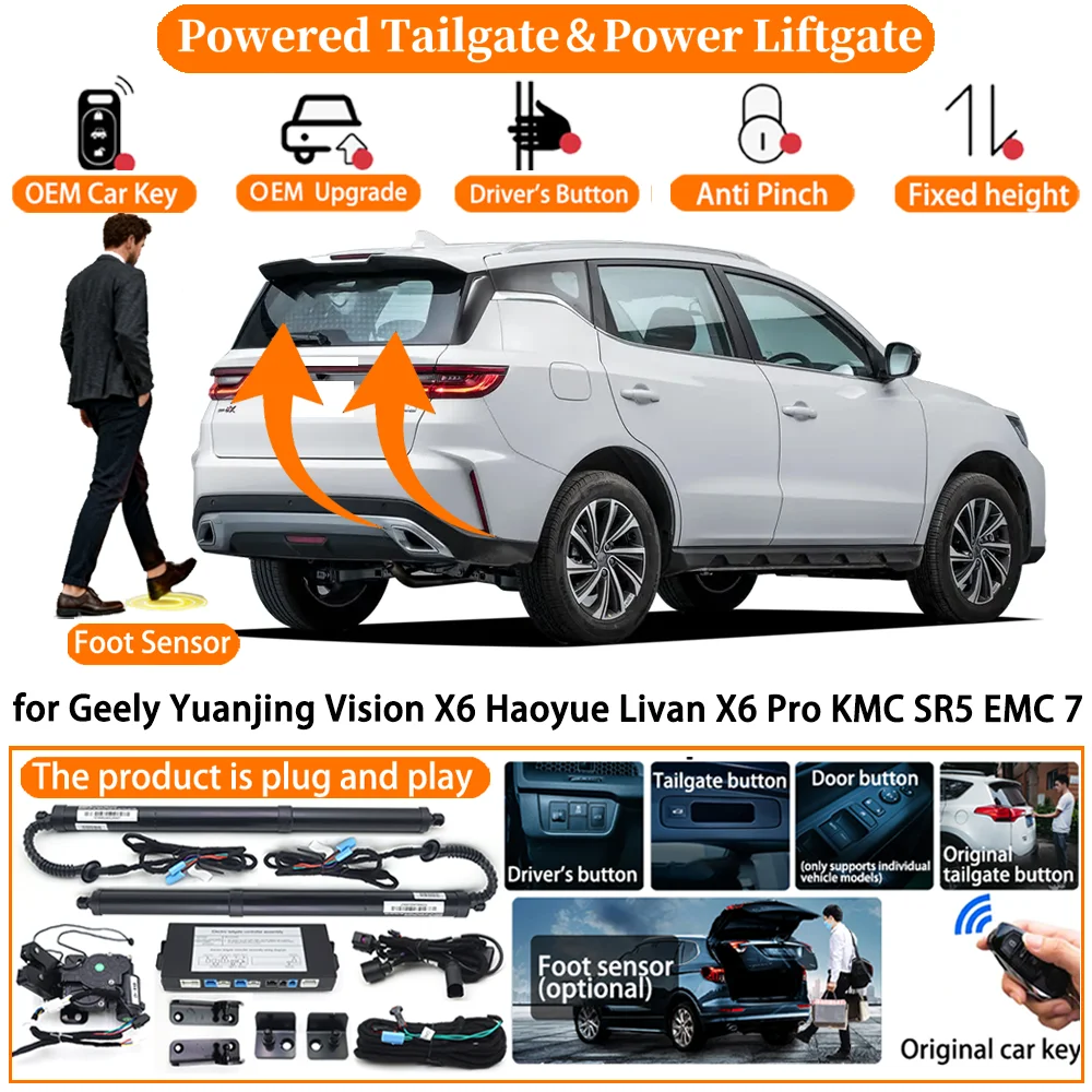 Powered Tailgate for Geely Yuanjing Vision X6 Haoyue Livan X6 Pro KMC SR5 EMC 7 Auto Electric Power Tailgate Rear Trunk Opener