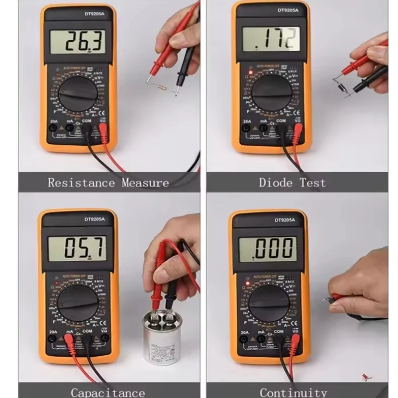 DT9205A Multimeter Digital Portabel multi meter AC / DC tegangan meter DC Ammeter resistansi tester