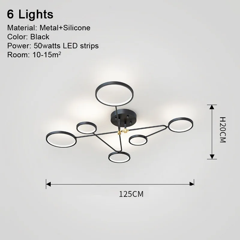 LED Ring Ceiling Light Living Room Kitchen Bedroom Bathroom Modern Home Decoration Round Ceiling Lamp Black