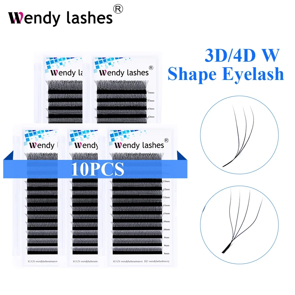 Wholesale 10Pcs/Lot 3D/4D W Style Eyelash Extension Makeup Premade Volume Fan Lashes Mink Eyelashes Lash Supplies Wendy Lashes