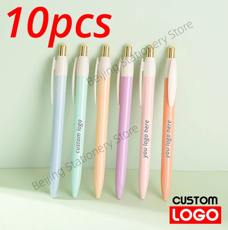 

10pcs/lot Pressed Plastic Custom Ballpoint Pens Business Gifts Advertising School Exams Stationery Signature Pens Wholesale