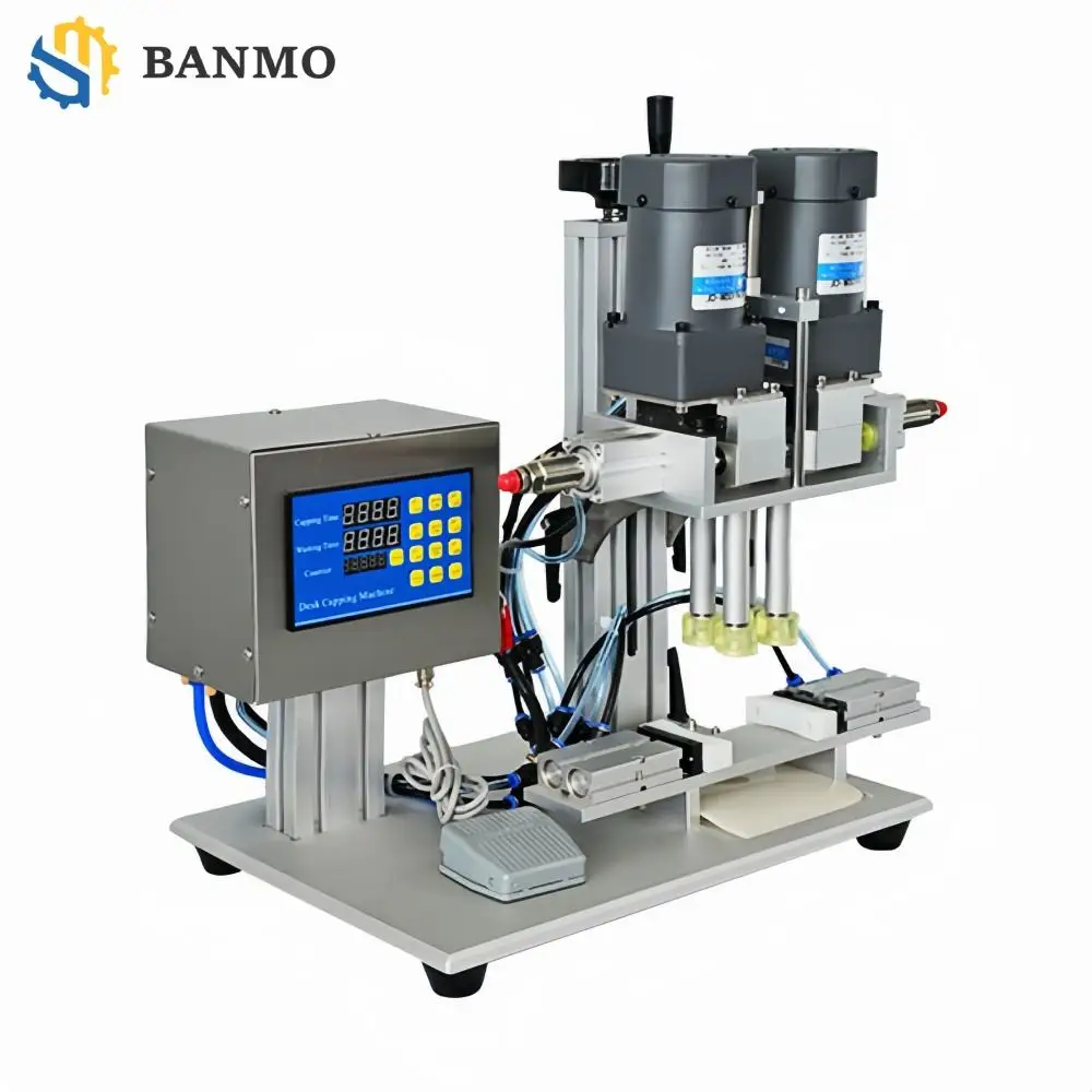 Factory Price Pneumatic Semi-Automatic Duckbill Cap Tightening Machine Spray Perfume Bottle Capper Cosmetic Washing Paper Wood