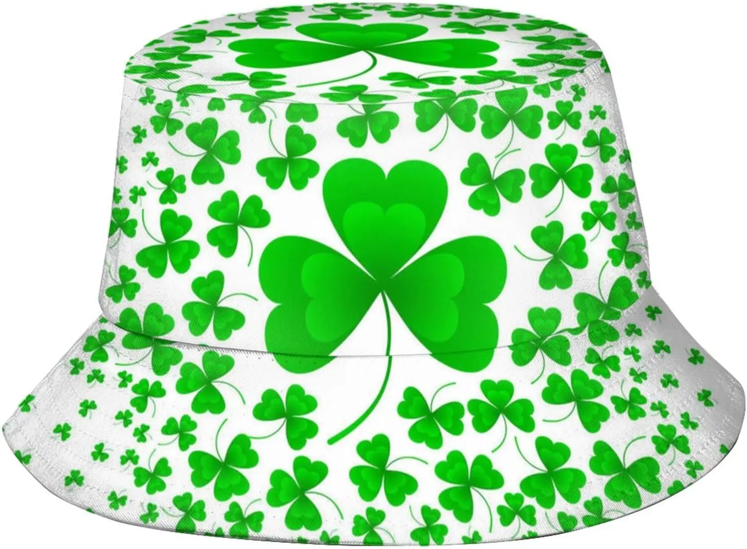 

St. Patrick's Day66 Cute Shamrocks Bucket Hats for Women Packable Fishermen Cap Travel Beach Sun Hat