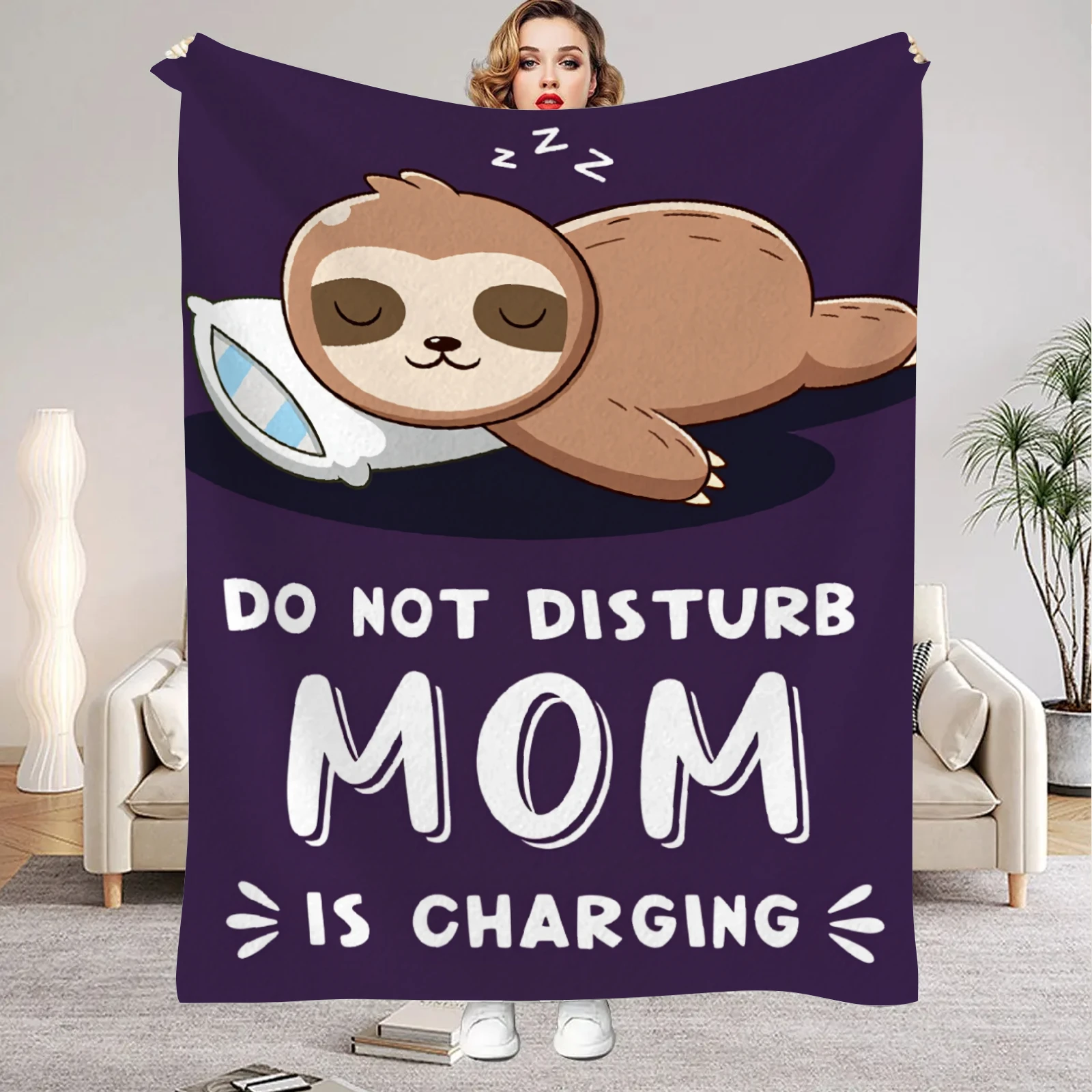 Funny Gifts for Mom Mothers Day, Mom is Charging Sloth Blanket, Birthday Gifts for Moms from Daguther Son, Moms Gift
