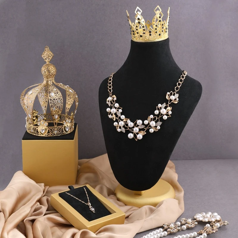 Necklace Model Neck Display Stand, Store Specific Black Flannel Jewelry Display Stand Prop