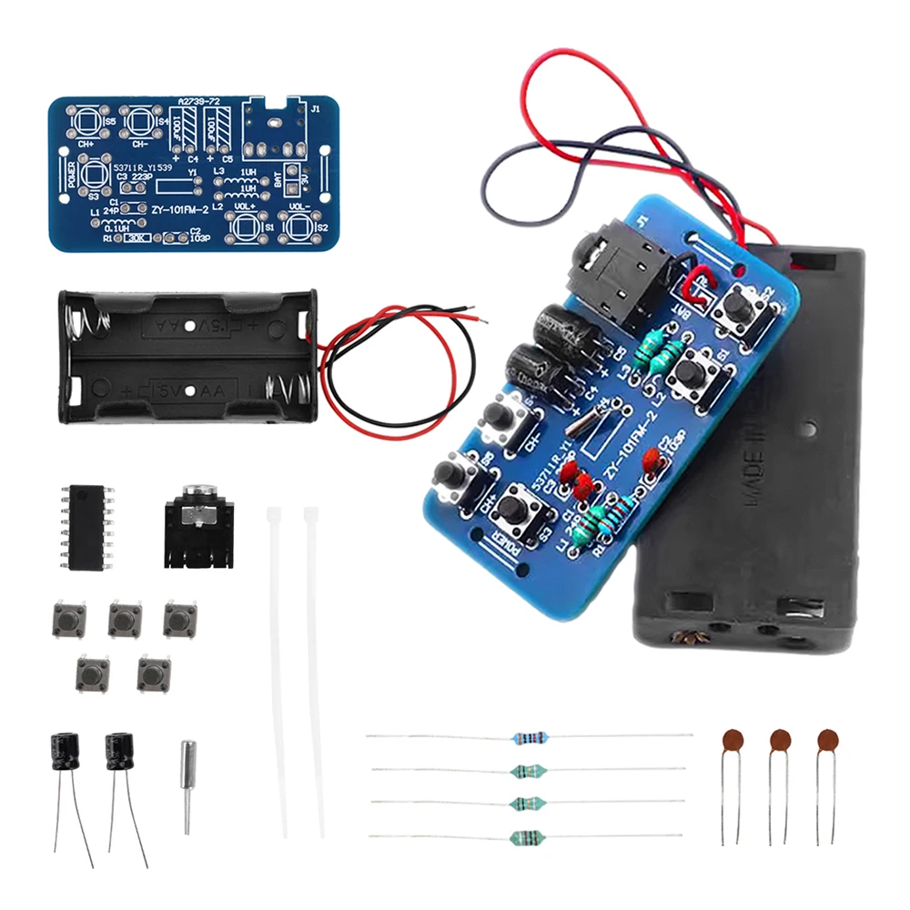 DIY Kit FM Stereo Radio Receiver Module Adjustable 76-108MHz RDA5807 Wireless Receiver Electronic Training Welding Kits