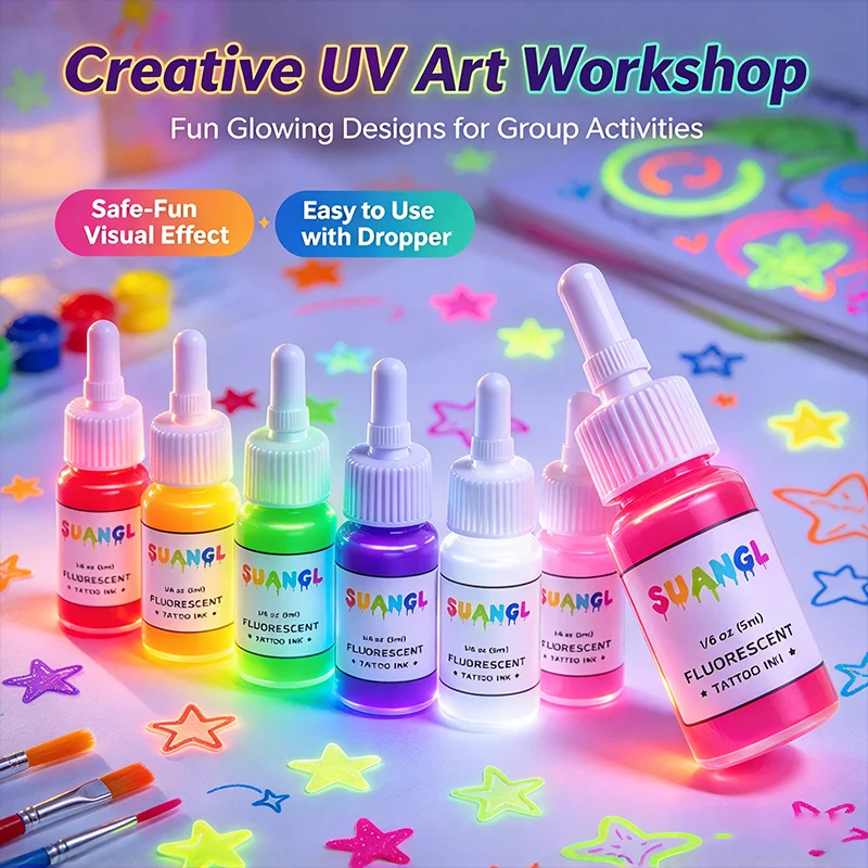 0.17oz Tattoo Ink Fluorescent Ink Body Art Tattoo Kits Professional Beauty Paints Makeup Tattoo Supplies Semi-permanent