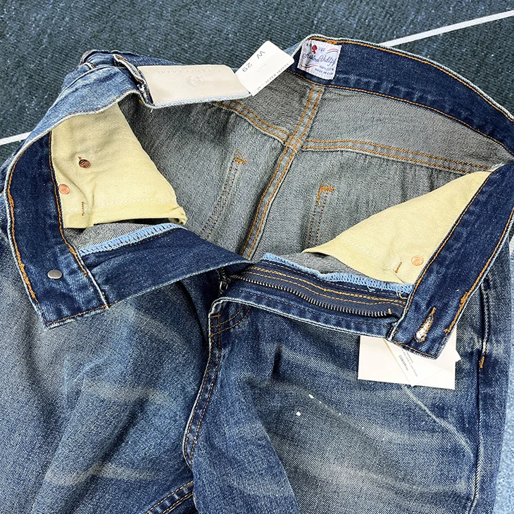 American Cityboy Paint Stains Jeans affusolati in cotone 100% per uomo Pantaloni larghi in denim spesso a gamba dritta per l'autunno retrò invecchiato