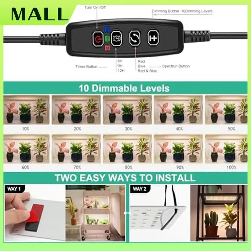 MALL LED Grow Light Full Spectrum Grow Light Indoor Shelf Light LED Fill Light US Plug