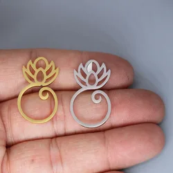 5pcs/lot Lotus Flower Simple Charm Pendant For Necklace Bracelets Jewelry Crafts Making Findings Handmade Stainless Steel Charm