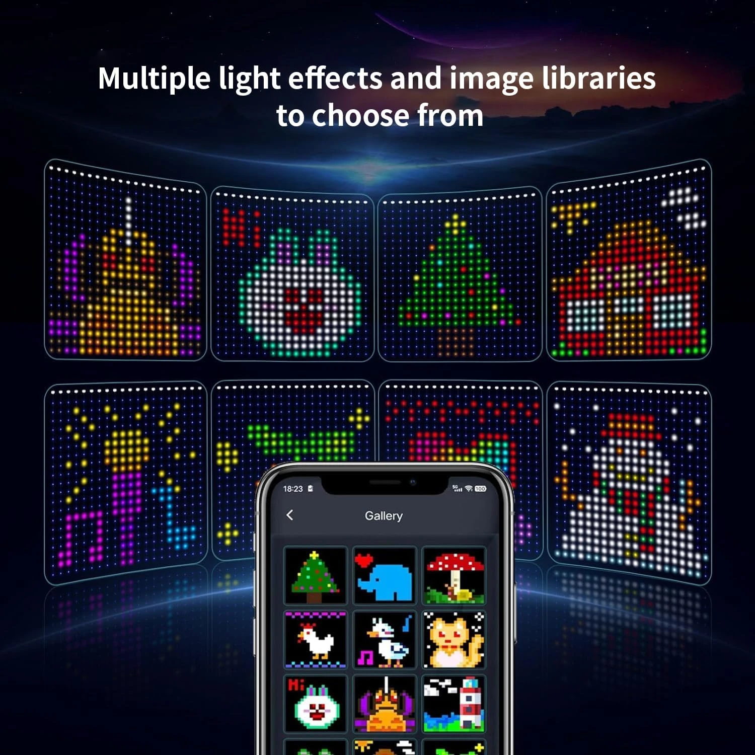 Smart RGB IC Fairy Curtain Lights with 10 DIY Pattern Modes & Bluetooth Music Control - 400 LEDs 6.56 x 6.56Ft Twinkle Hanging S