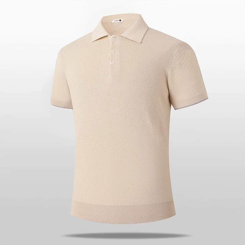 

Men Brand New Summer Polo Shirt Breathable Retro Style Lapel Polo Shirt Men Knitted Short Sleeve Shirt Hollow Out Polo Shirt