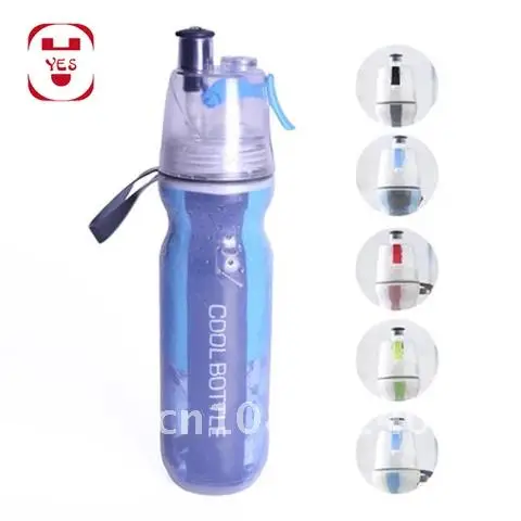 Cool Insulated Bike Sports Water Bottle Spray Mist Squeeze Bottle 500ml Misting Portable Outdoor Double-deck Spray Keep