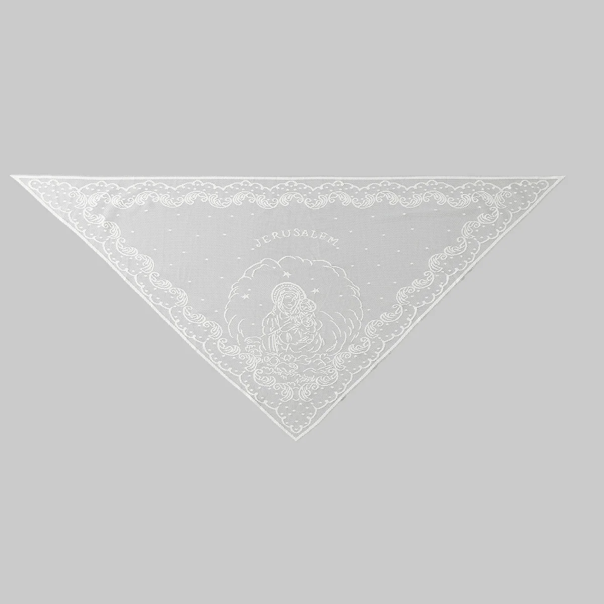 Virgin Mary Lace Triangle Scarf Women Christianity Pray Shawl Hollow Mesh Embroidery Scarves Jerusalem Hijab Headscarf Headband
