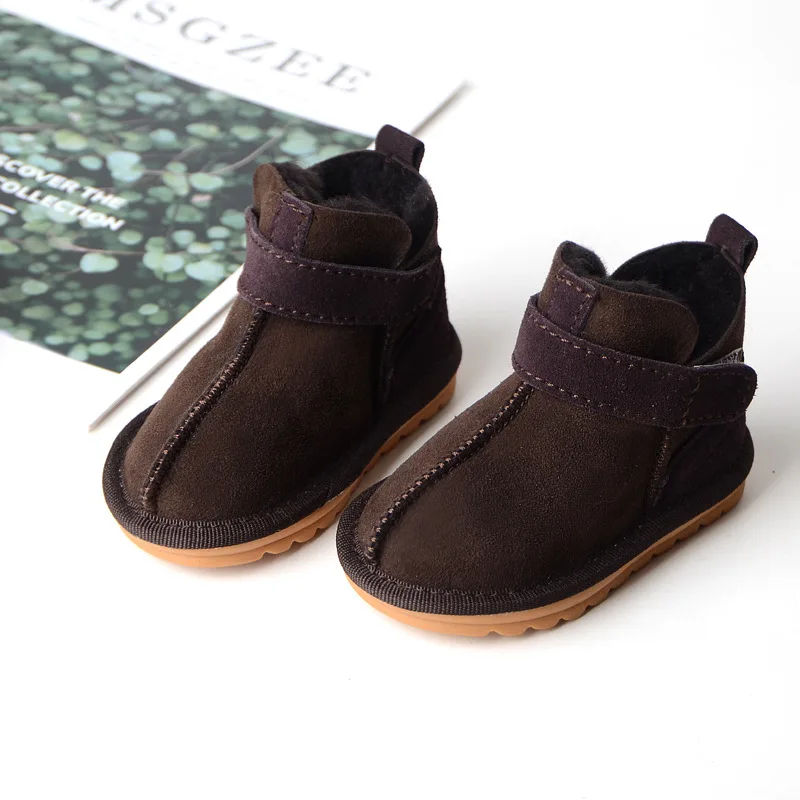 

Girls Wool Sheepskin Boots Children Winter Fur Shoes Kids Boy Velvet Snow Boots Infant Baby Toddler Leather Furry Boots Footwear