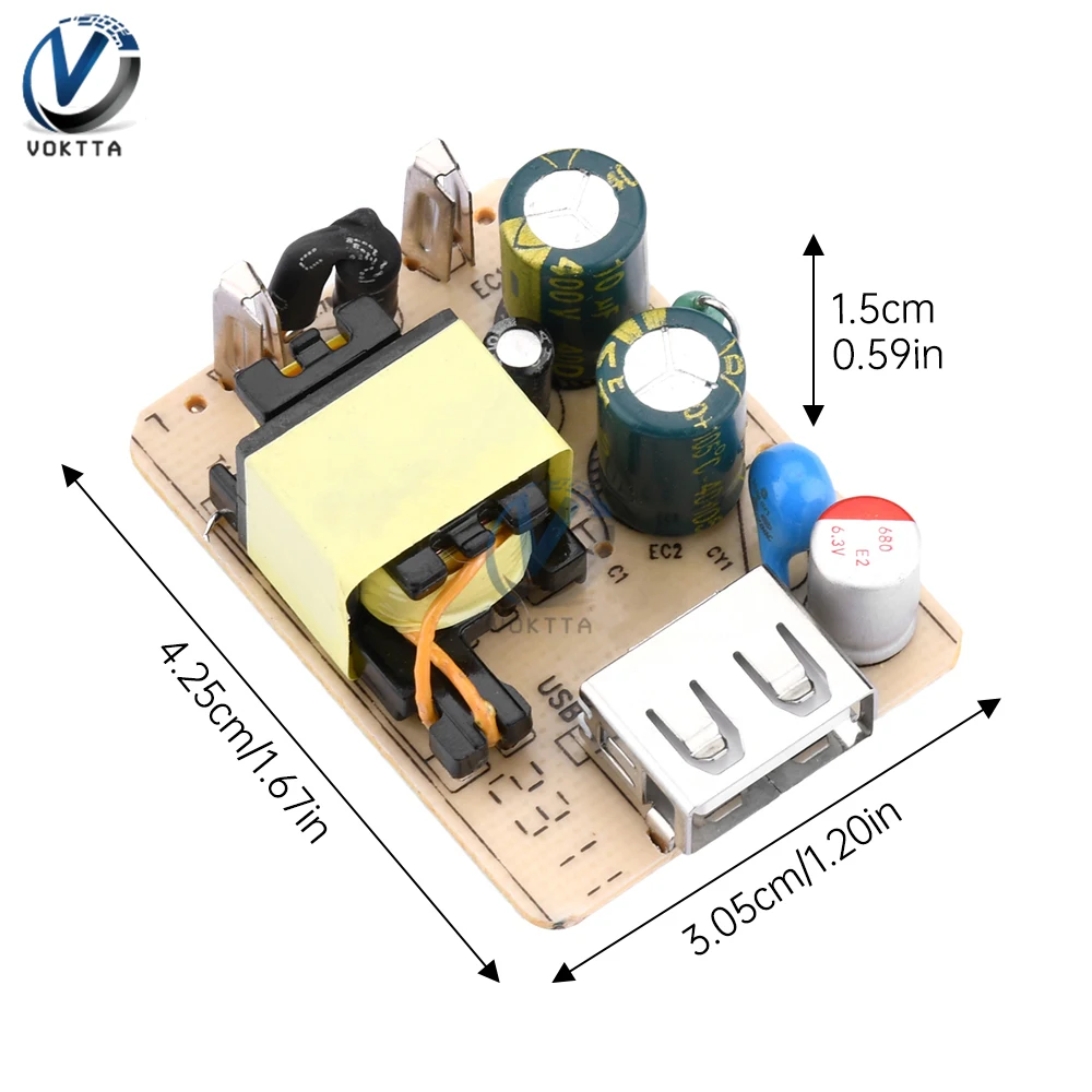 AC100-240 to DC5V Switch Power Supply Module AC-DC Power Adapter Bare Board Transformer Power Circuit Protection Board 2A 10W