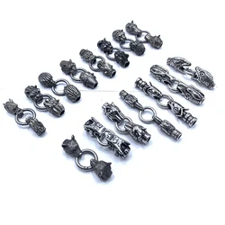 Stainless Steel Animal Tiger Heads Connectors For 5mm 6mm Cord Leather Bracelet Connect Parts for DIY Jewelry Making Accessories