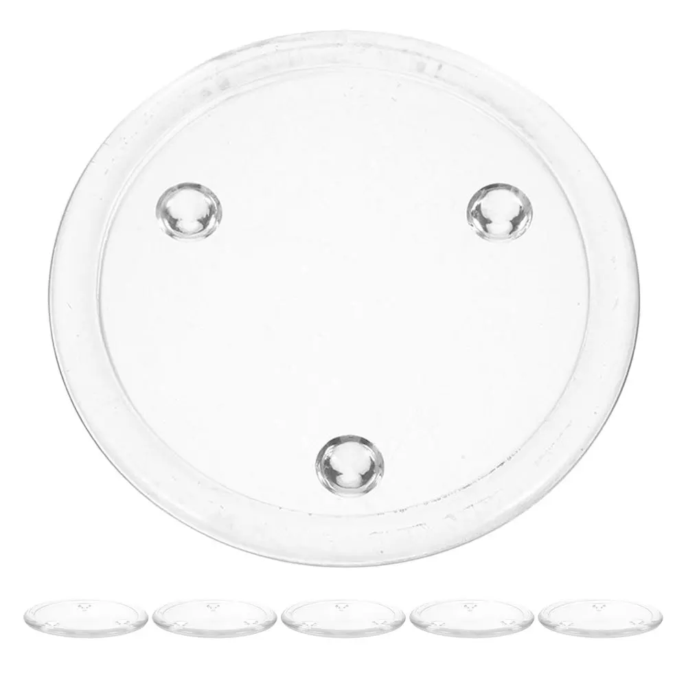 

6Pcs Elegant Round Glass Stand Transparent Holder for Pillar Candles Versatile Table Decor Wedding Party Plate