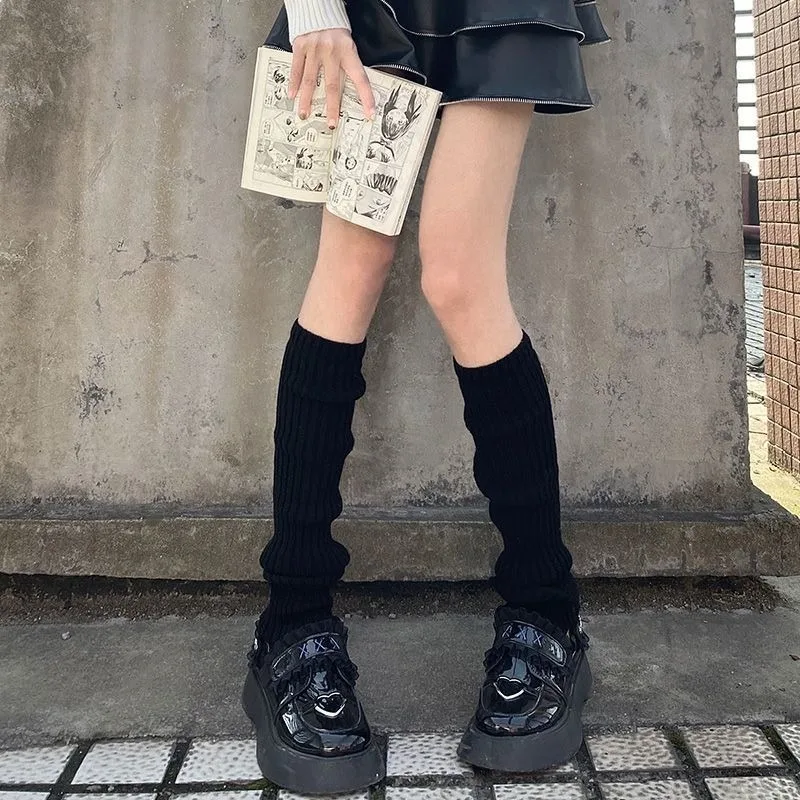 Korean Style Knitted Leg Warmers,Warm Winter Knit Leg Covers for Daily Streetwear Party,Harajuku Aesthetic Sock Accessories view 3