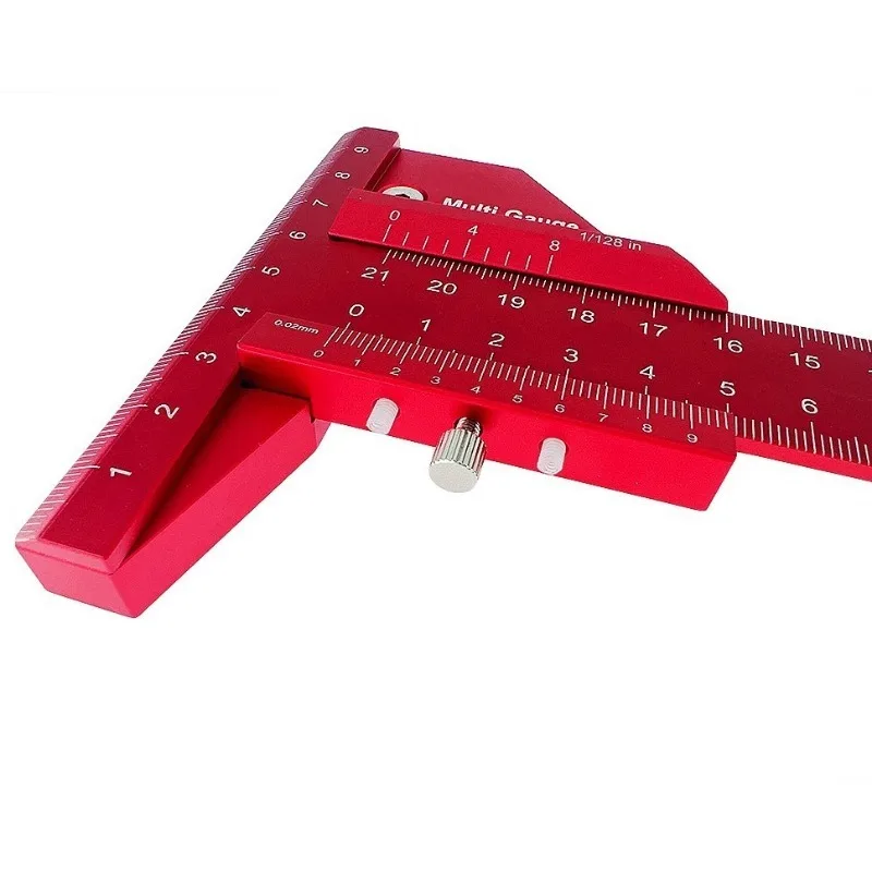 Woodworking Marking Ruler Aluminum Alloy T-shaped Ruler Metric Inch Systems Woodworking Multifunctional Measuring Ruler Scriber