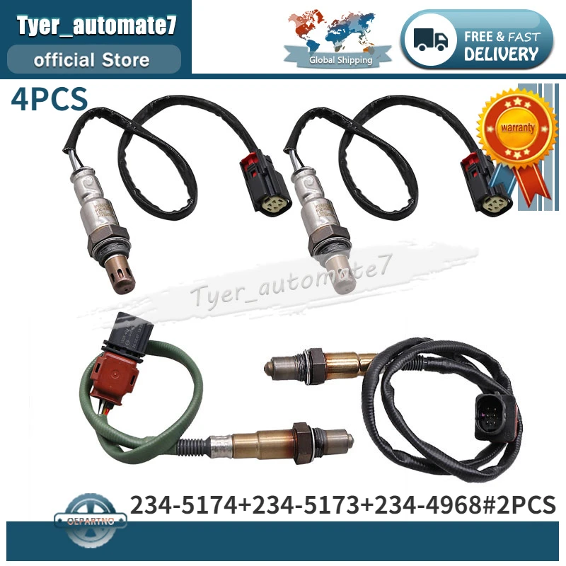 

4Pcs Lambda Oxygen O2 Sensor 234-5174 234-5173 234-4968 E1GA-9Y460-GA F1FA-9Y460-CA FL3Z9G444B FOR 2015-2017 FORD F-150 2.7L