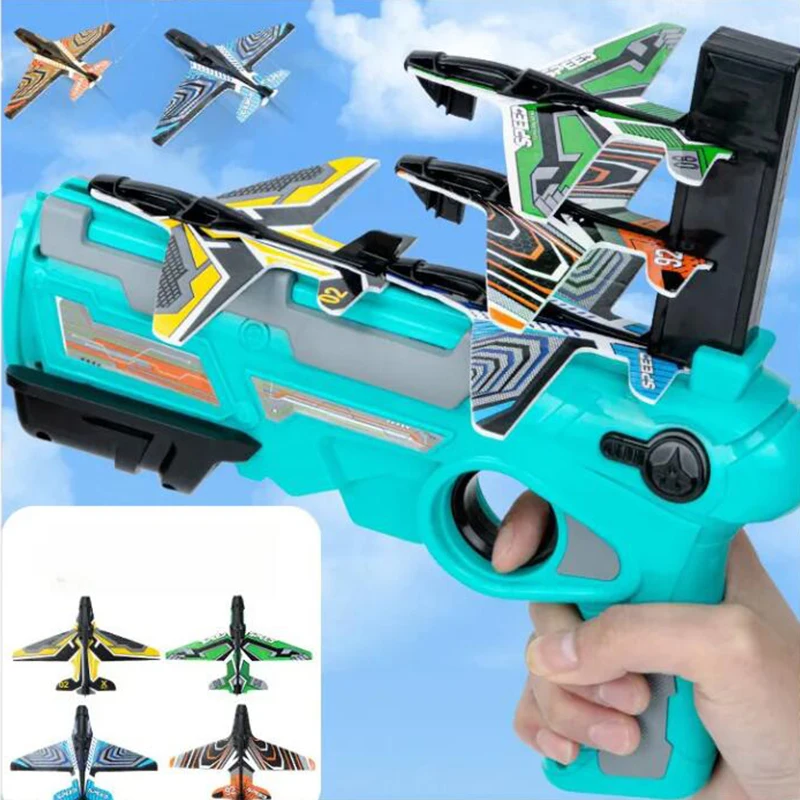 Funny Toy Flying Glider Airplane Launcher Kid Outdoor Ejection Aircraft Shooting Game Parent-child Sport  Toy For Children 3 5 Y