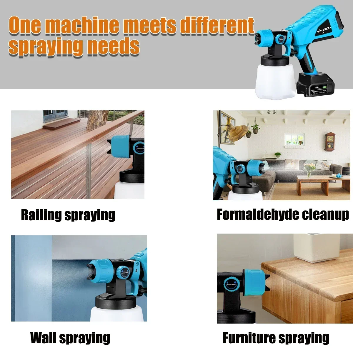 1000ml Blue Cordless Electric Spray Gun Household Disinfection Sterilization Portable Paint Sprayer For Makita 18V Battery