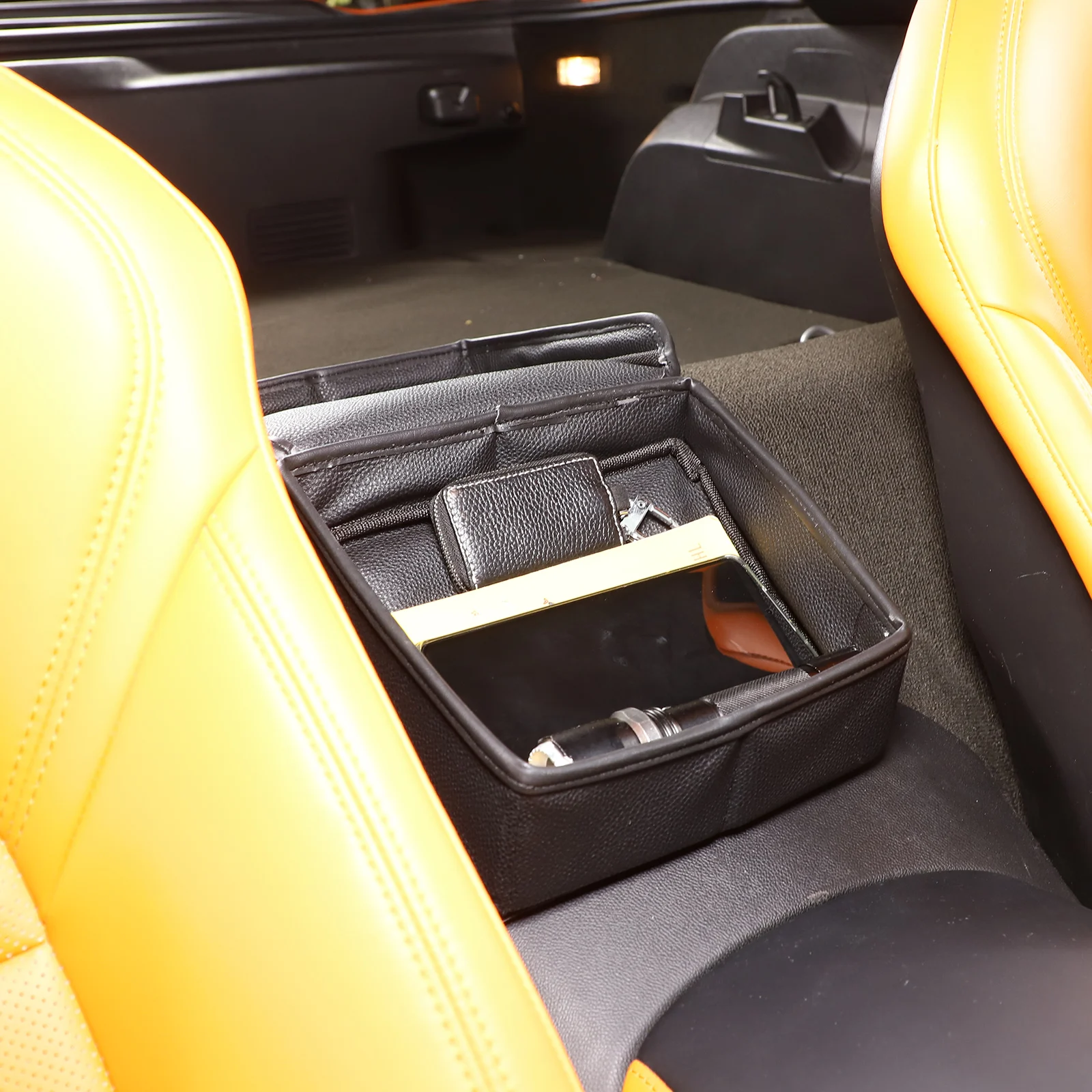 

For Chevrolet Corvette C7 2014 2015 2016 2017 2018 2019 Black Car Armrest Box Storage Box Organizer Car Accessories