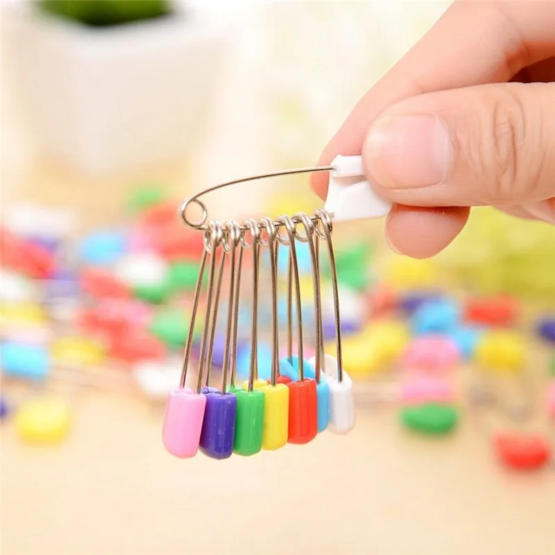 50/100pcs Plastic Head Safety Pin Child Prevent Pin Reflection for Nappy Fabric Locking Brooch Buckle Sewing Instruments