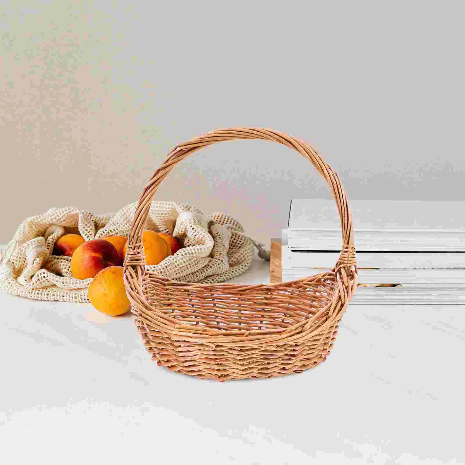 Portable Hand- Woven Basket Picnic Camping Multi-function Storage Baby Wicker Baskets for