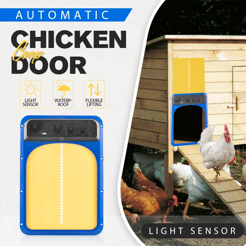 Automatic Chicken Coop Door Opener, Battery Powered, Light Sense Control, Waterproof Pet Flap Accessories, Upgrade ABS House Gat