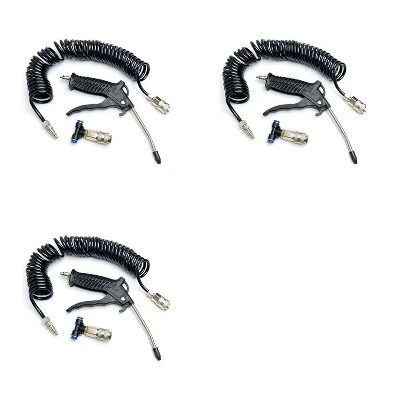 

Набор для сдувания пыли 3X Air Blow Duster с 5-метровым спиральным полиуретановым шлангом для компрессора грузовика, для удаления пыли