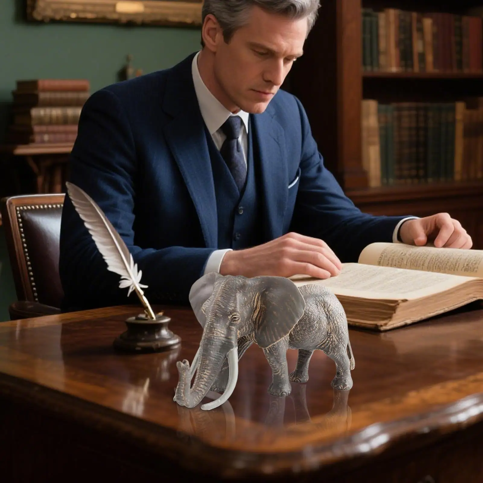 

Elephant Model Figure Asian Elephant Figurine Toy Realistic Solid Sculpture Boys Girls Early Learning Ornament For Library