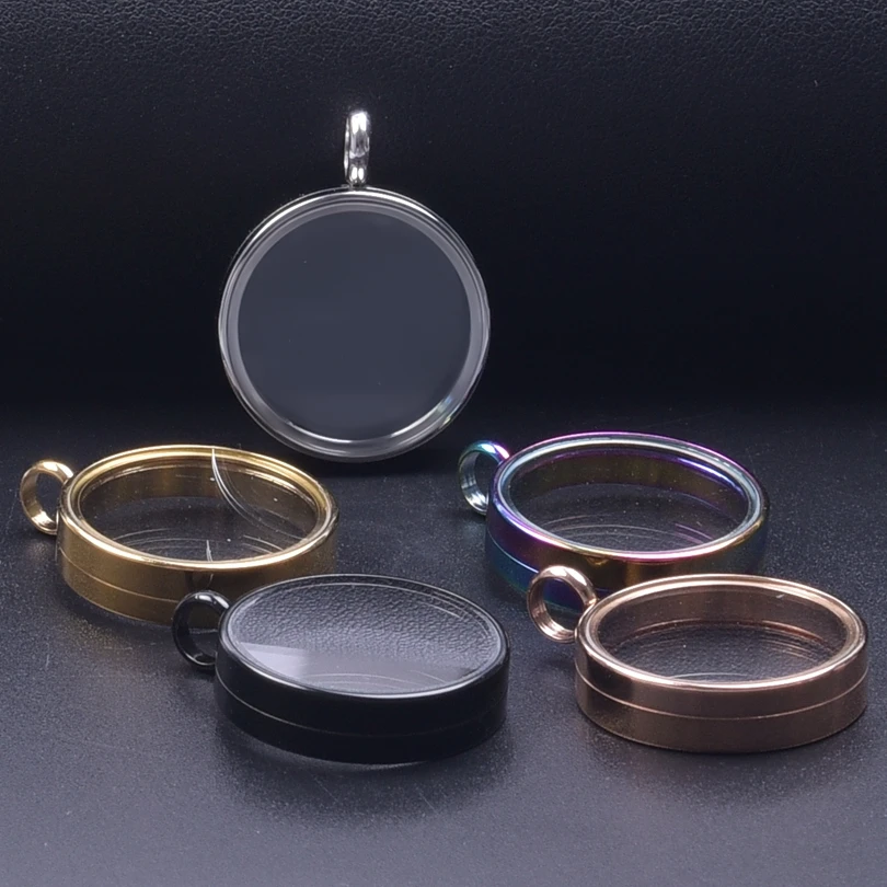 1Pc Mini Inner Size 10/15/20mm Glass Floating Ashes Urn Locket Pendant Diy Stainless Steel Round Memory Relicario кулон Jewelry