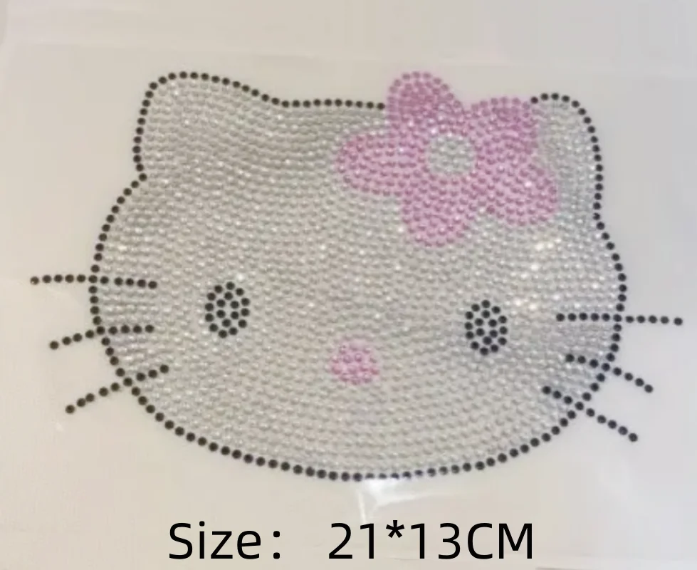 Lovely Cat sticker hot fix strass motif designs iron on strass transfer designs per la decorazione dell\'indumento del maglione