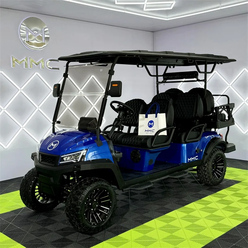 2025 Most Popular 4 Seater Electric Golf Cart with 48V 72V Lithium Battery Beach Tires Customizable for Farm Hunting