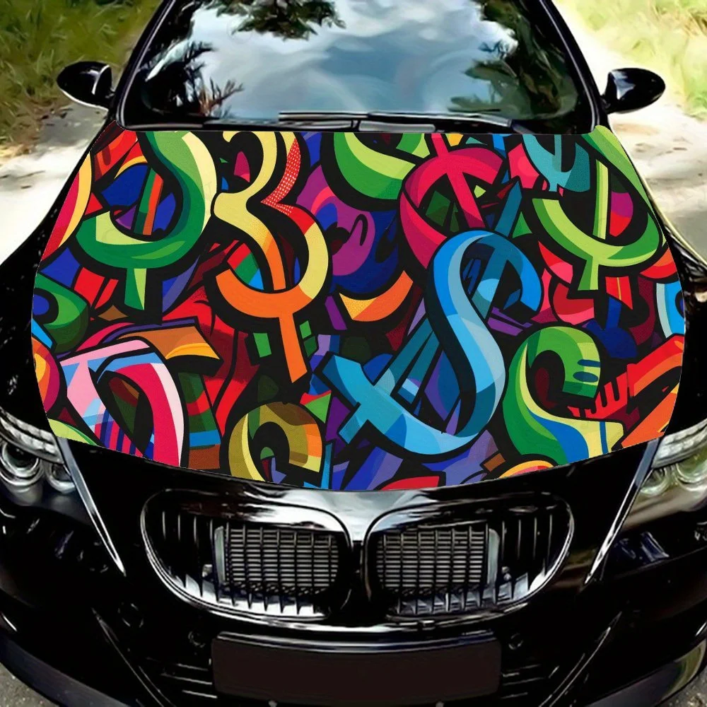 

Color Pop Dollar PVC Car Vinyl Wraps, Self-Adhesive Waterproof Car Hood Decal Sticker, Car Decoration Protection Stickers for Tr