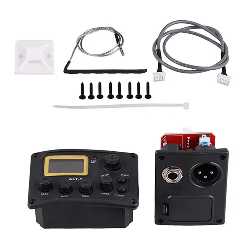 

-[Cilae-17R] 1Set ALT1 4 Band Acoustic Guitar Bass Pickup Preamp EQ Equalizer With Tuner Guitar EQ Guitar Pickup Plastic+Metal B