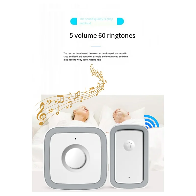 SCLS زر الاتصال بيجر أجراس الباب اللاسلكية النداء اللاسلكي 5 والعتاد 300 متر ل/كبار السن/المريض/المعاقين/المرأة الحامل دائم الاتحاد الأوروبي Pl