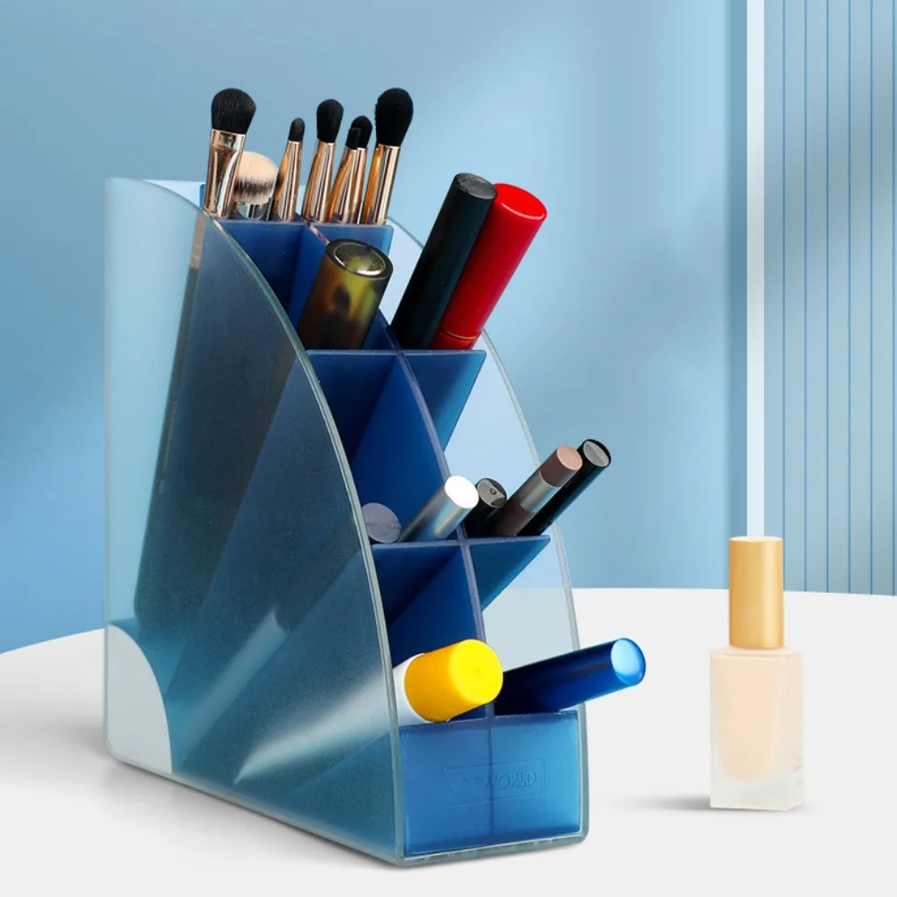 

Slant Insertion 8 Grid Pen Storage Box Sector Space Saving 8 Grid Pen Holder Multi-function Storage Stationery Organizer